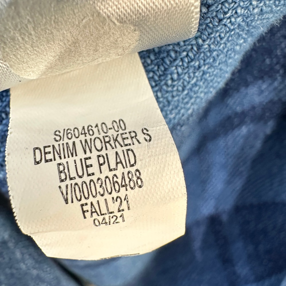 GAP Mens Denim‎ Worker Shirt Blue Plaid Button Up 2 Chest Pockets Size M - Picture 6 of 6